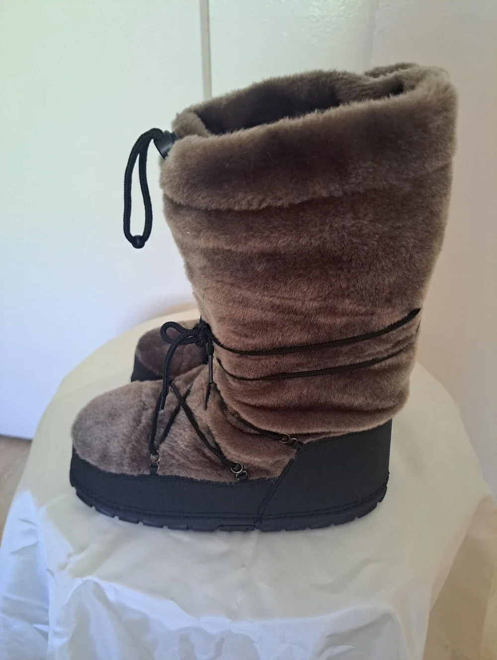 Khombu Brown Faux Fur Lace-Up Winter Boots